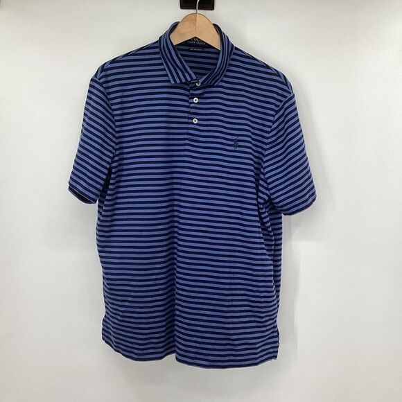 Men's‎ Polo Ralph Lauren Pima Soft Touch Cotton striped Polo navy/blue XL - Picture 1 of 6